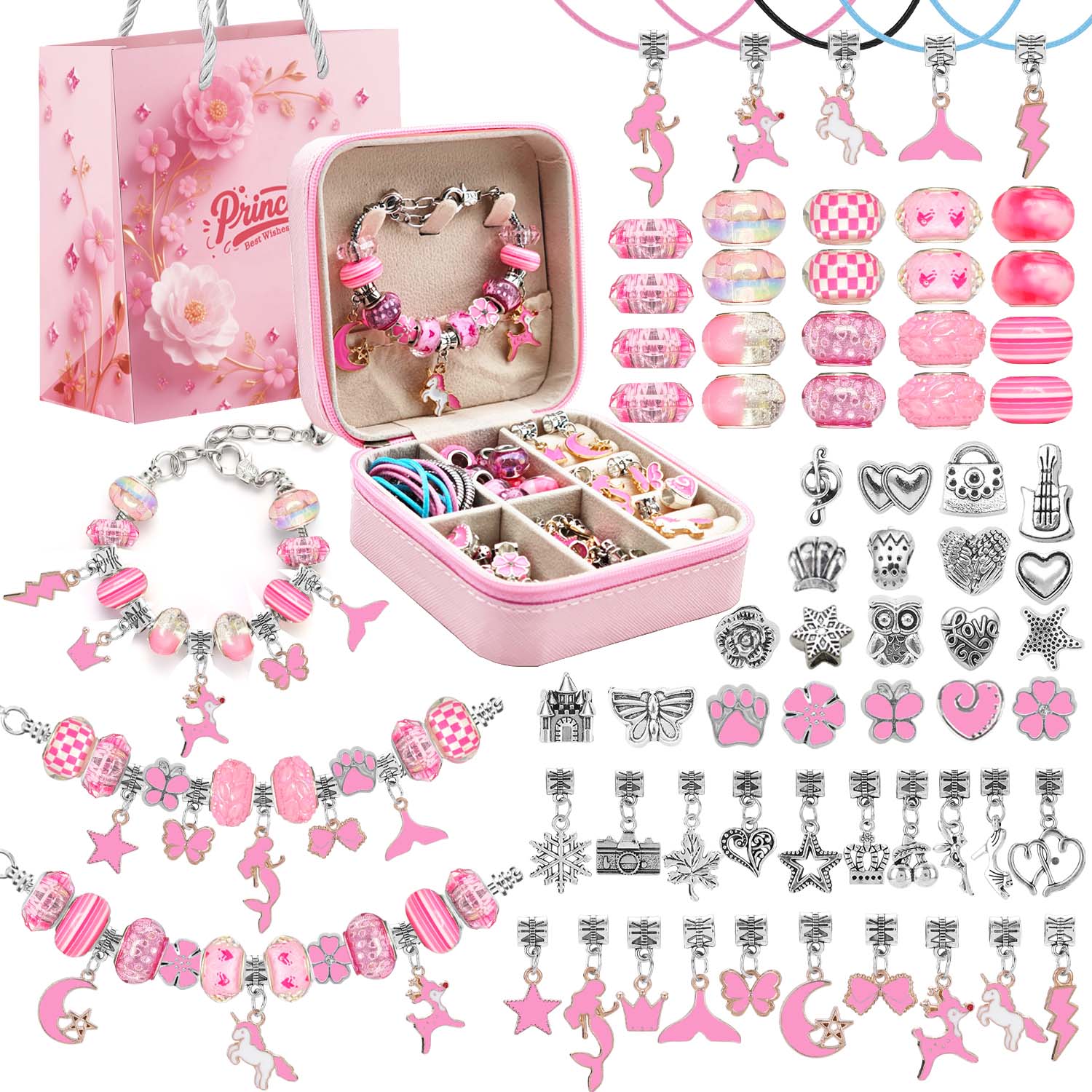 Jewelry Making With Resin - Ensemble de bijoux en perles roses