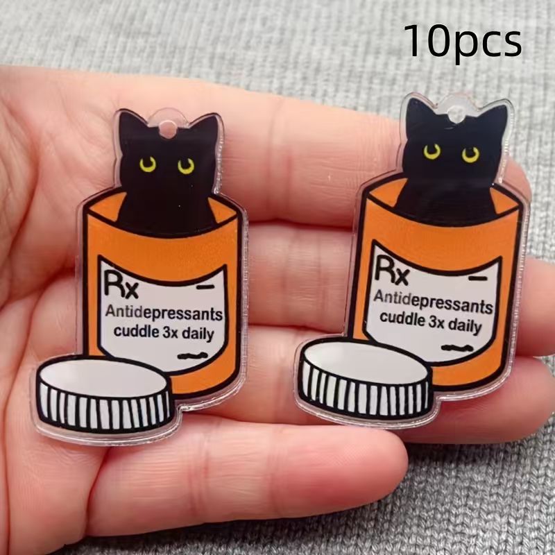 Pendentif chat en acrylique, 1 - Jewelry Making Pendants avis et prix